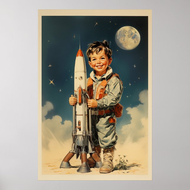 Póster Estilo retro de astronauta (Frente)