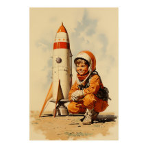 Estilo retro de astronauta