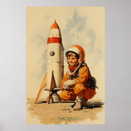 Póster Estilo retro de astronauta