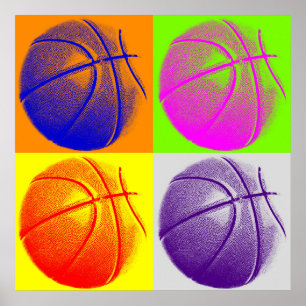 Poster estilo retro de baloncesto de arte pop de c