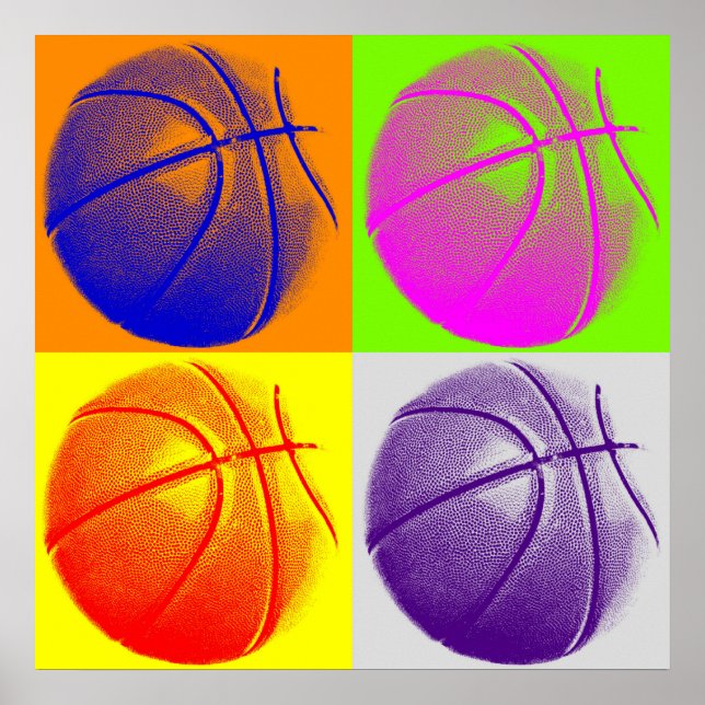 Poster estilo retro de baloncesto de arte pop de c (Frente)