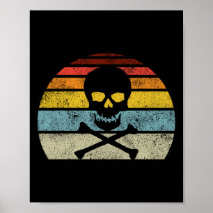 Póster Estilo retro de la bandera del cráneo pirata vinta