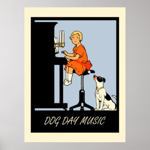 Póster Estilo retro de la música de los días del perro