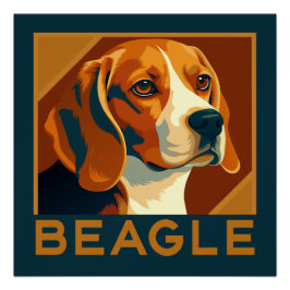 Póster Estilo retro de retrato de Beagle clásico