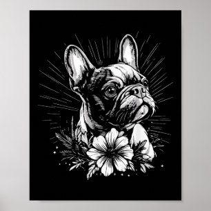 Póster Estilo retro del tatuaje del perro amante del Bull