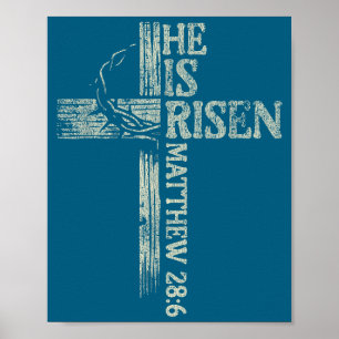 Póster Estilo Retro Vintage Cruz Él Ha Resucitado Jesucri