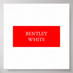 Póster Estilo rojo moderno blanco simple simple nombre