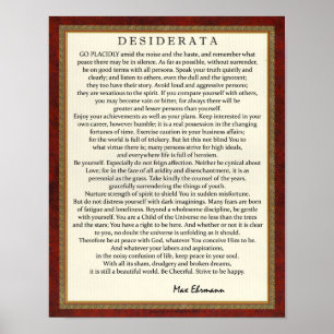Póster Estilo tradicional Desiderata Poema de Max Ehrmann
