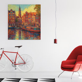 Póster Estilo van Gogh en los canales de Amsterdam