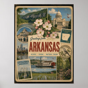 Póster Estilo Vintage Auténtico de Arkansas