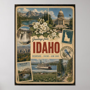 Póster Estilo Vintage Auténtico de Idaho
