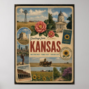 Póster Estilo Vintage Auténtico de Kansas