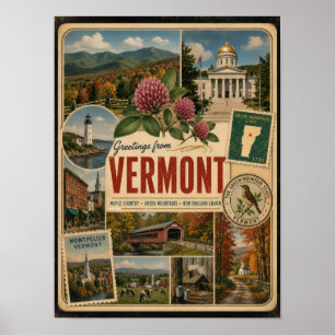 Póster Estilo Vintage Auténtico de Vermont