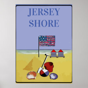 Póster Estilo vintage de Jersey Shore Beach