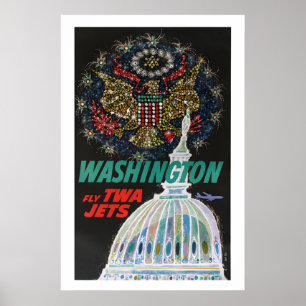 Póster Estilo vintage de viaje en aerolínea en Washington