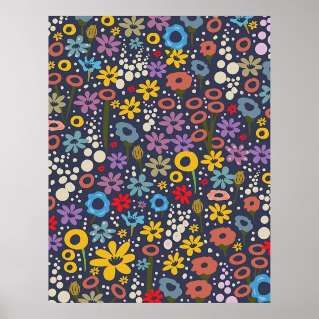 Póster Estilo vintage Patrón floral (Frente)