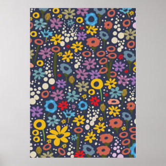 Póster Estilo vintage Patrón floral