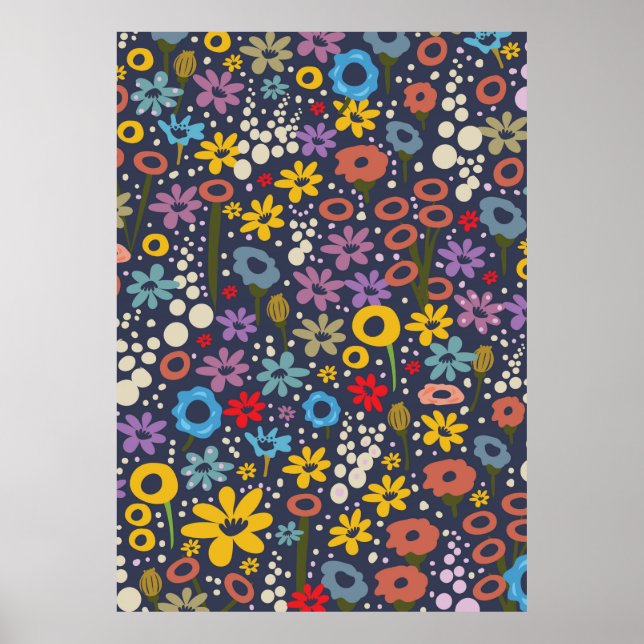 Póster Estilo vintage Patrón floral (Frente)