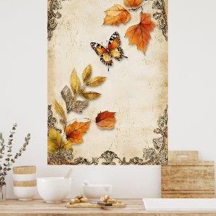 Póster estilo vintage que representa el otoño