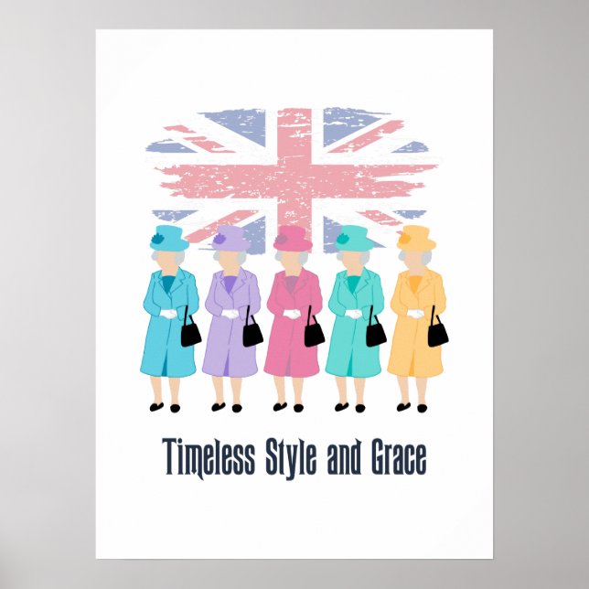 Póster Estilo y gracia sin tiempo- QEPD Reina Isabel II (Frente)