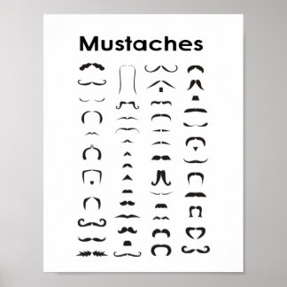 Póster Estilos de bigote gráfico Poster regalo divertido