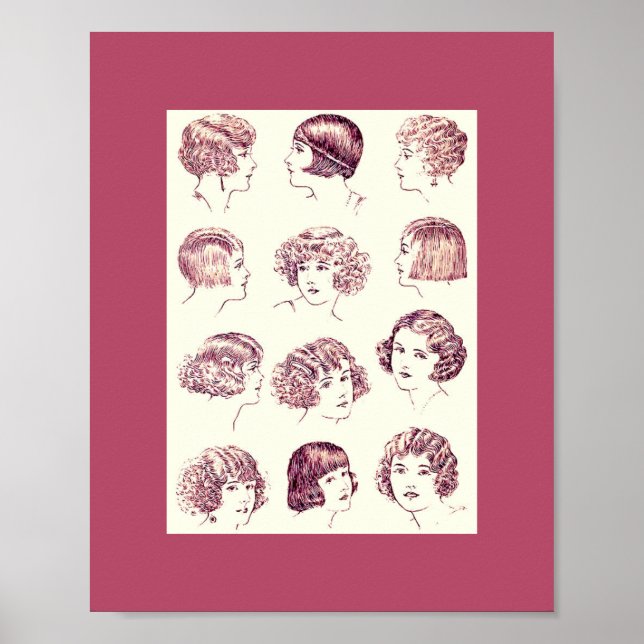Póster Estilos de pelo de mujeres de época 1924 (Frente)