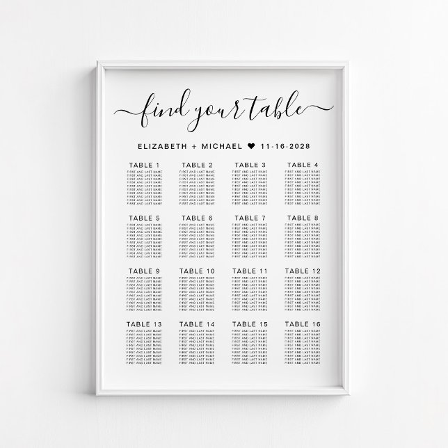 Póster Estiloso gráfico de asientos de 16 Bodas de mesa (Subido por el creador)