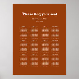 Póster Estiloso gráfico de asientos de boda de naranja re