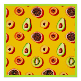 Póster Estiloso patrón de frutas neón