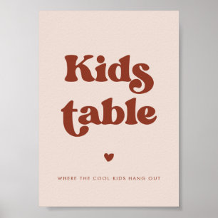 Póster Estiloso retro Peach Pink Bodas Kids Table