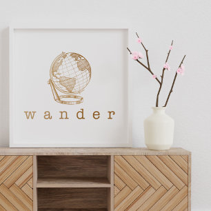 Póster Estiloso Wander Cita Gold Globe para los amantes d