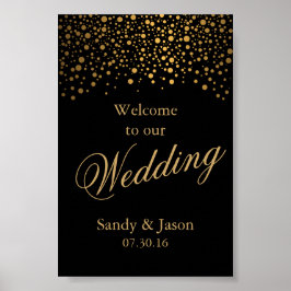 Póster Estilosos puntos de confeti de oro | Negro