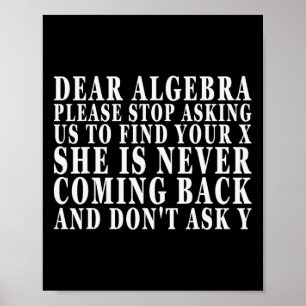 Póster Estimada Álgebra Deja De Pedirnos Encontrar Tu X
