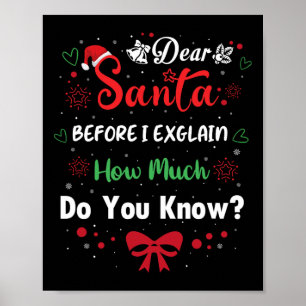 Póster Estimado Papá Noel Antes De Explicar Cuánto Sabes