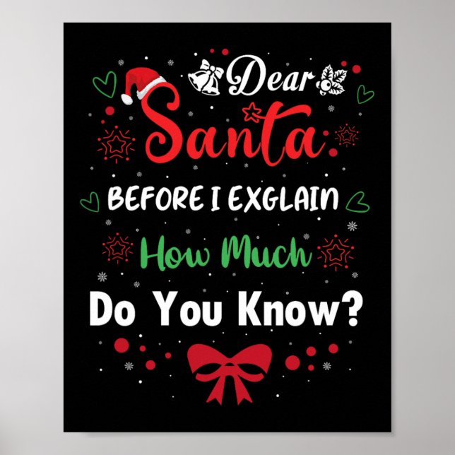Póster Estimado Papá Noel Antes De Explicar Cuánto Sabes  (Frente)