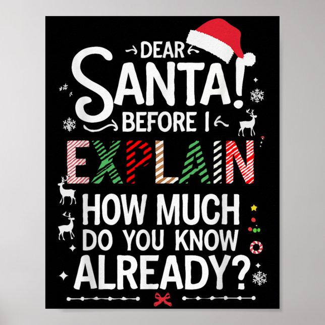 Póster Estimado Papá Noel Antes De Explicar Cuánto Sabes  (Frente)