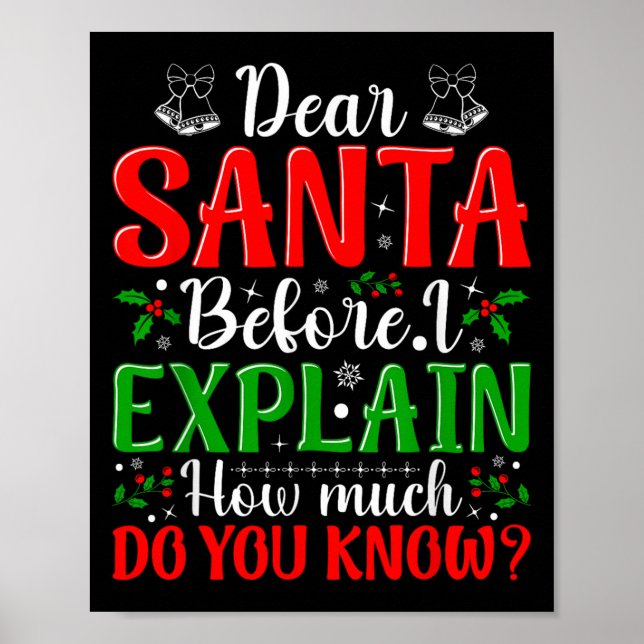 Póster Estimado Papá Noel Antes De Explicar Cuánto Sabes  (Frente)