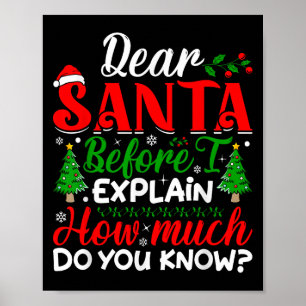 Póster Estimado Papá Noel Antes De Explicar Cuánto Sabes