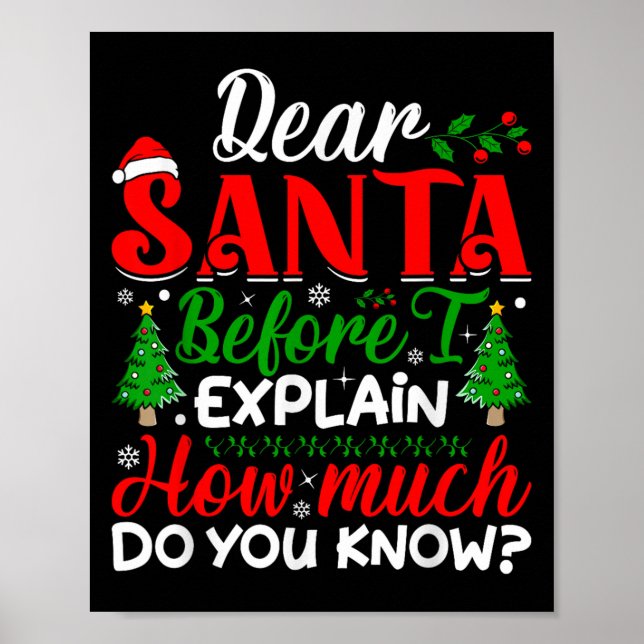 Póster Estimado Papá Noel Antes De Explicar Cuánto Sabes  (Frente)