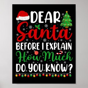 Póster Estimado Papá Noel Puedo Explicar Graciosos Chr A