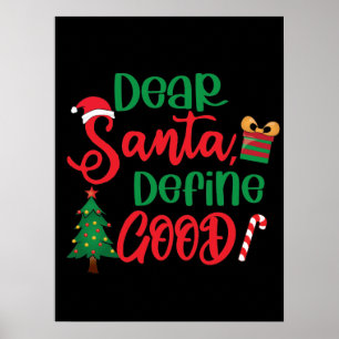 Póster Estimado Santa Define buenos Navidades graciosos