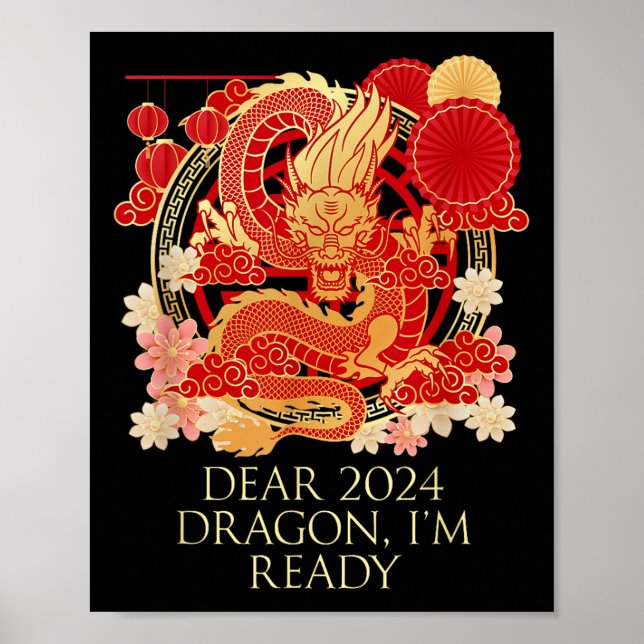 Póster Estimados 2024 Dragon Ym Ready Chinese New Year Sa (Frente)