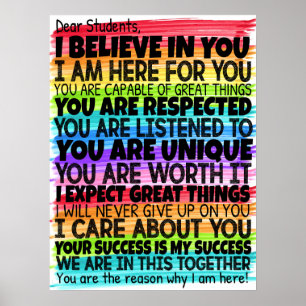 Póster Estimados estudiantes Poster de aulas acuarelas