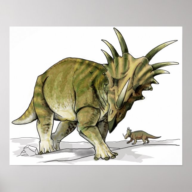 Póster Estiracosaurio - Dinosaurio cretásico (Frente)