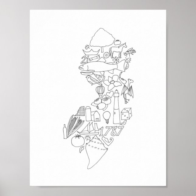 Póster ESTO es dibujado a mano en Jersey (Frente)
