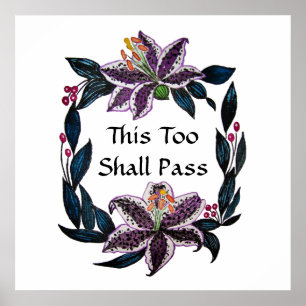 Póster "Esto también pasará" acuarela Lily Wreath