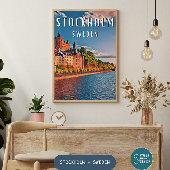 Póster Estocolmo, la capitale scandinave des musées (Stockholm : Où histoire et modernité s'unissent dans une harmonie nordique.)