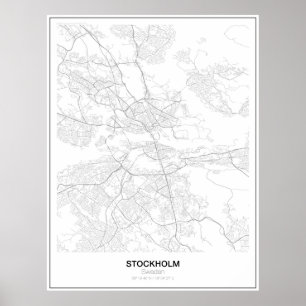 Póster Estocolmo, Suecia, poster minimalista del mapa