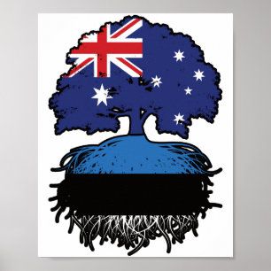 Póster Estonia raíces estonias australianas de árboles