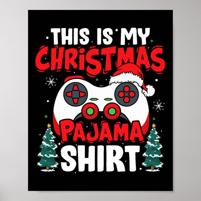 Póster Estos son mis Navidades Pajama Video Game Gamer Bo (Frente)